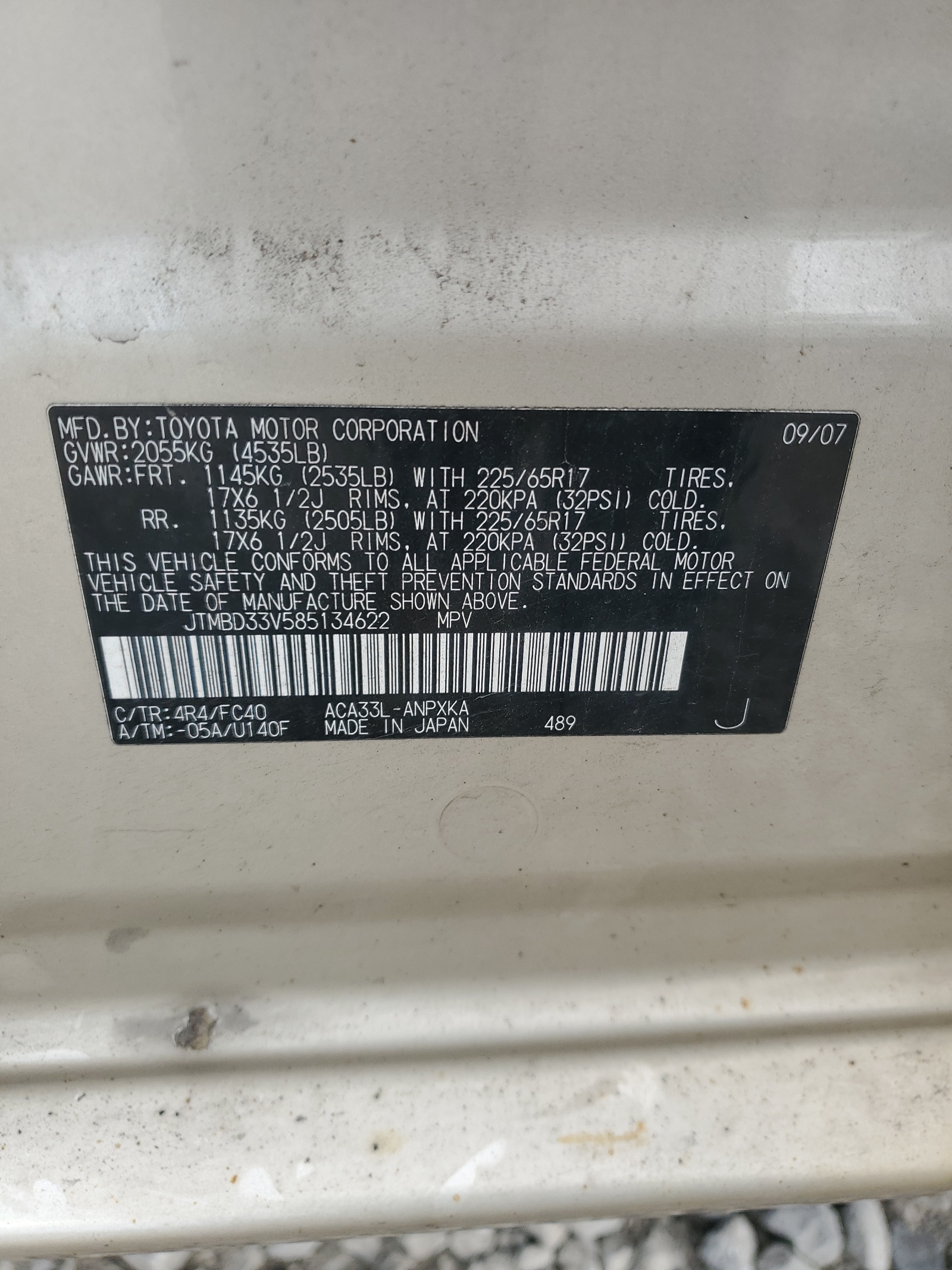 JTMBD33V585134622 2008 Toyota Rav4