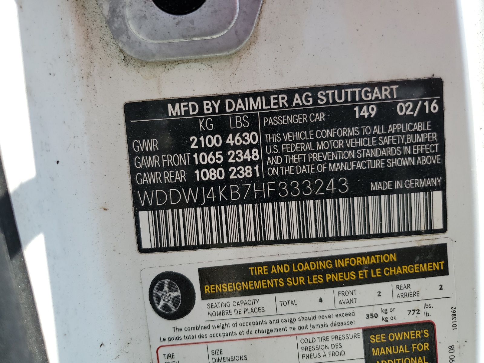 WDDWJ4KB7HF333243 2017 Mercedes-Benz C 300 4Matic