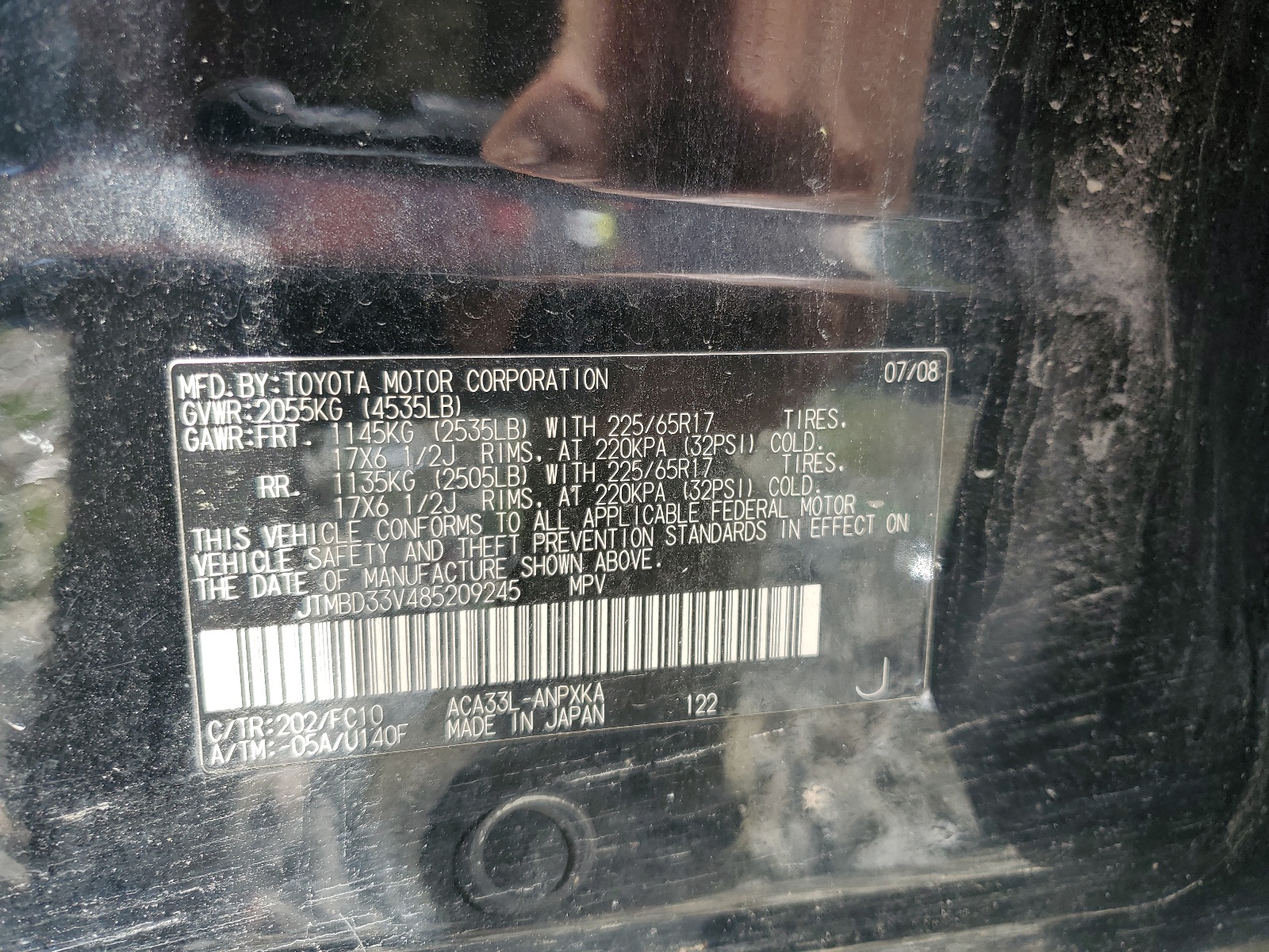 JTMBD33V485209245 2008 Toyota Rav4