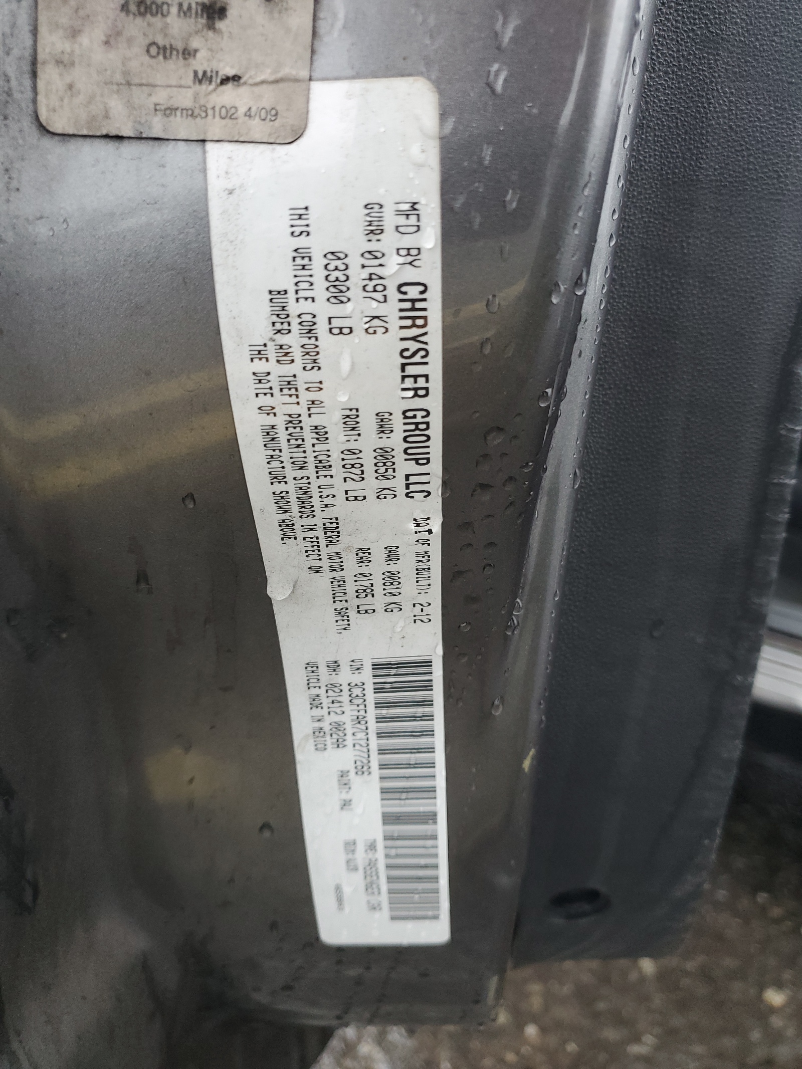 3C3CFFAR7CT277266 2012 Fiat 500 Pop