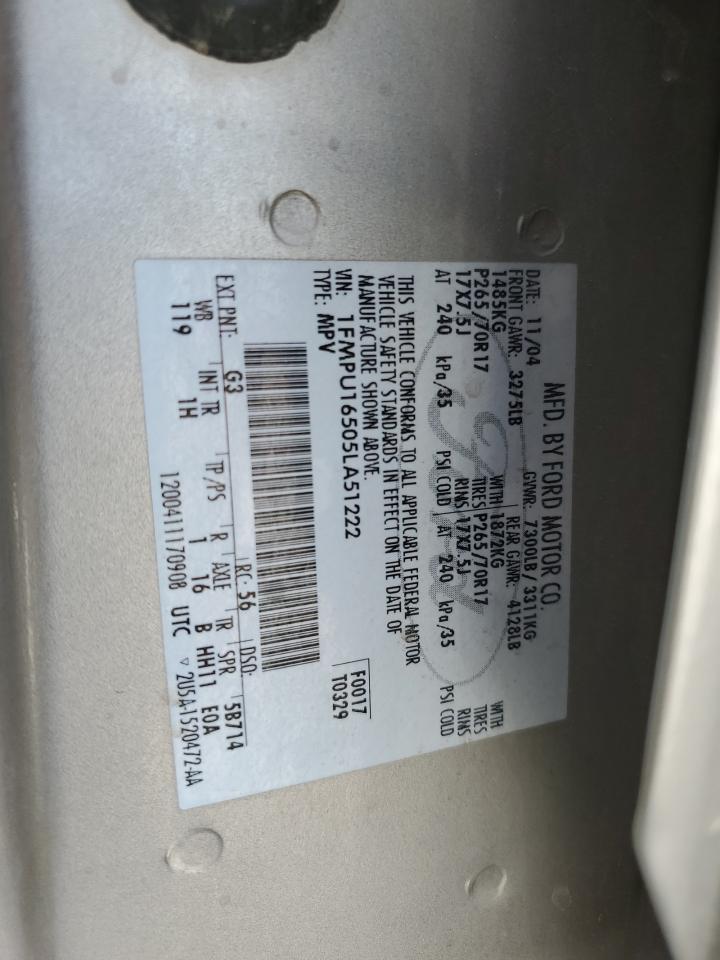 2005 Ford Expedition Xlt VIN: 1FMPU16505LA51222 Lot: 65810614