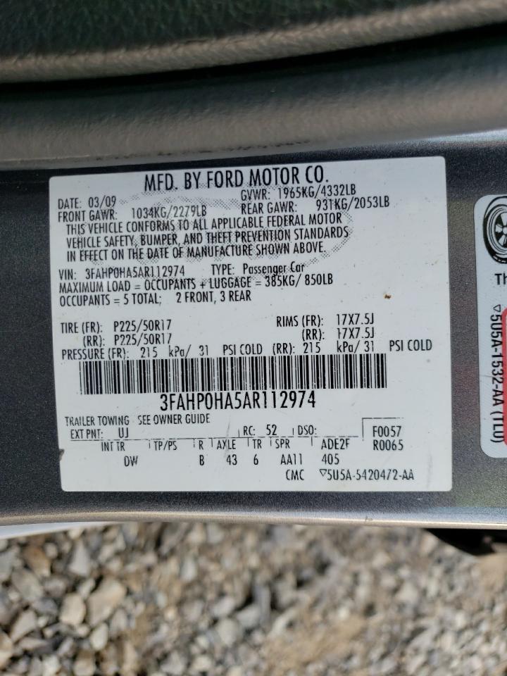 2010 Ford Fusion Se VIN: 3FAHP0HA5AR112974 Lot: 64677924