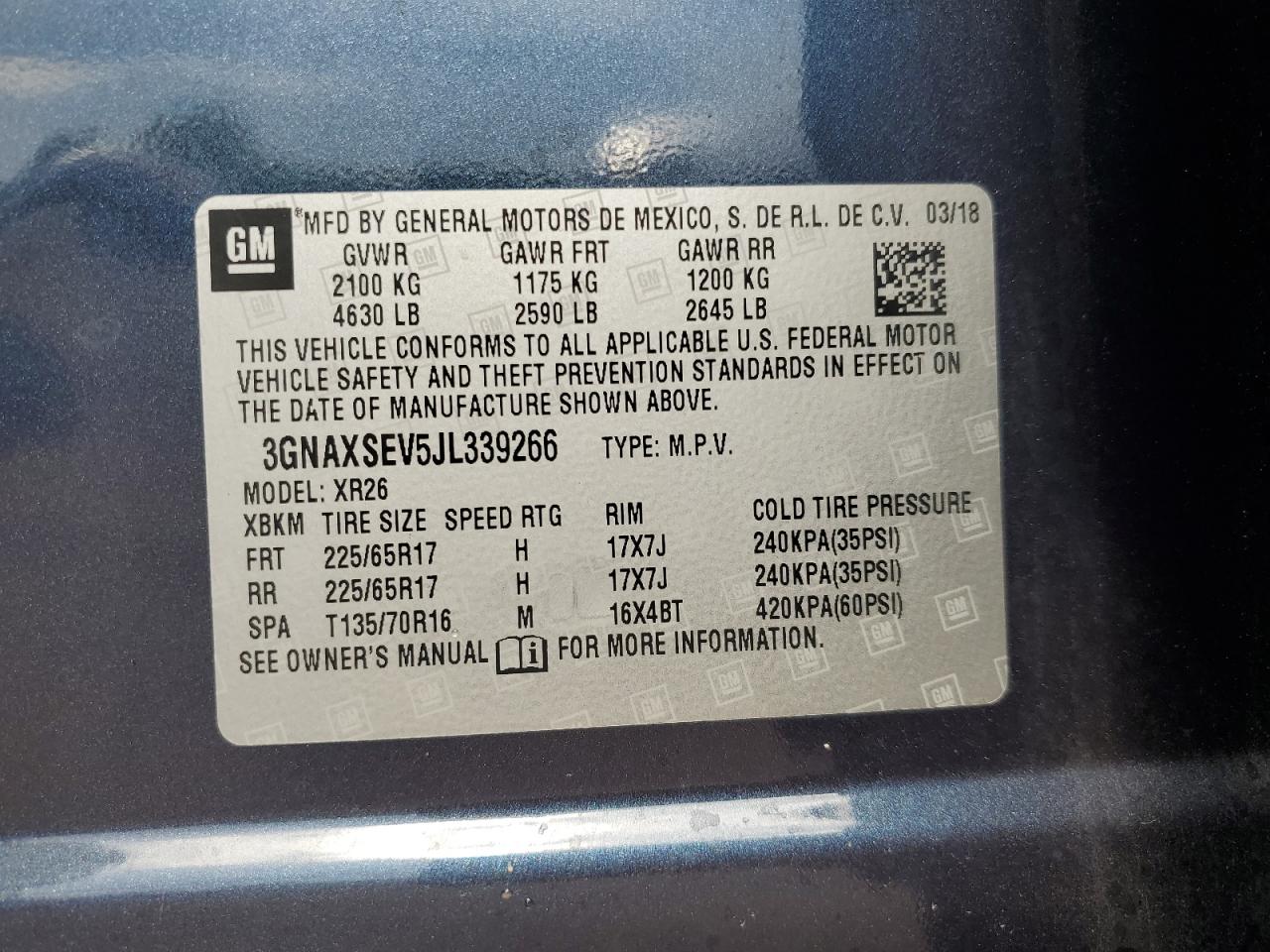 3GNAXSEV5JL339266 2018 CHEVROLET EQUINOX - Image 15