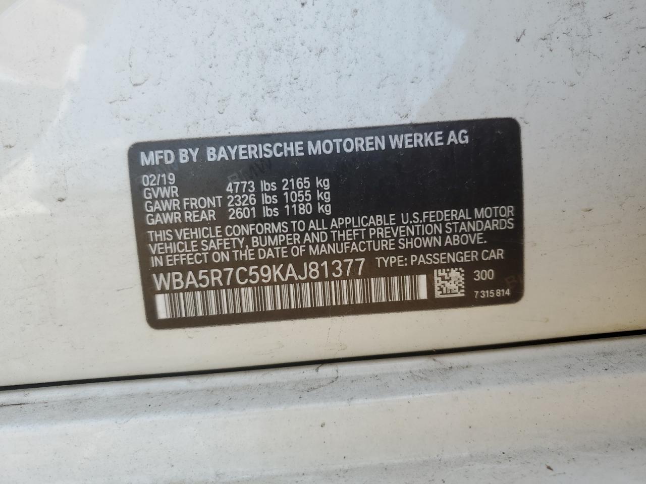 WBA5R7C59KAJ81377 2019 BMW 3 SERIES - Image 12