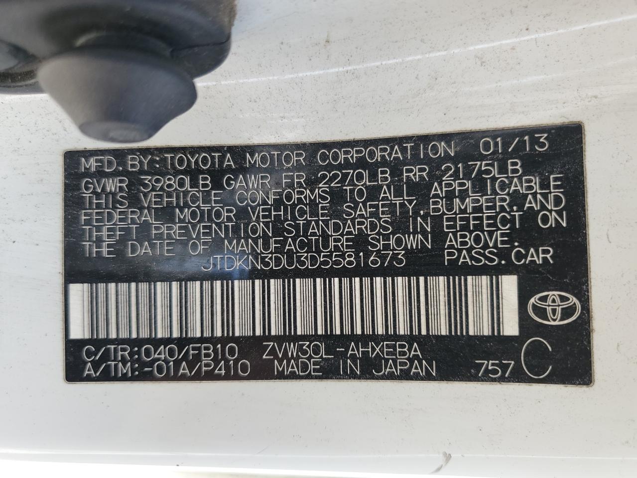 JTDKN3DU3D5581673 2013 Toyota Prius