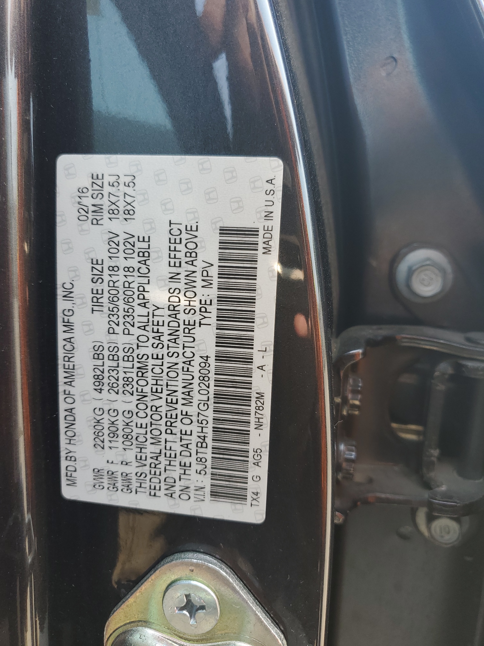 5J8TB4H57GL028094 2016 Acura Rdx Technology