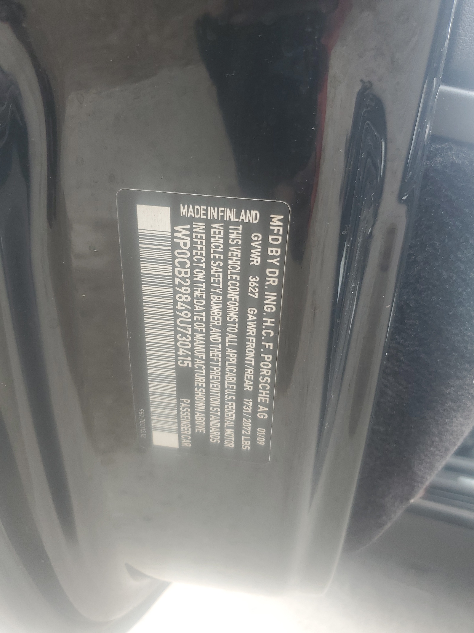 WP0CB29849U730415 2009 Porsche Boxster S