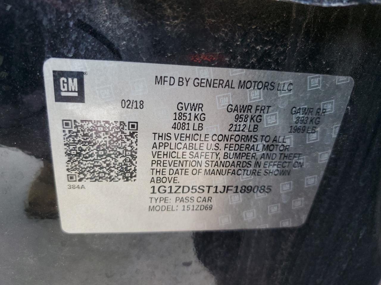 1G1ZD5ST1JF189085 2018 CHEVROLET MALIBU - Image 12