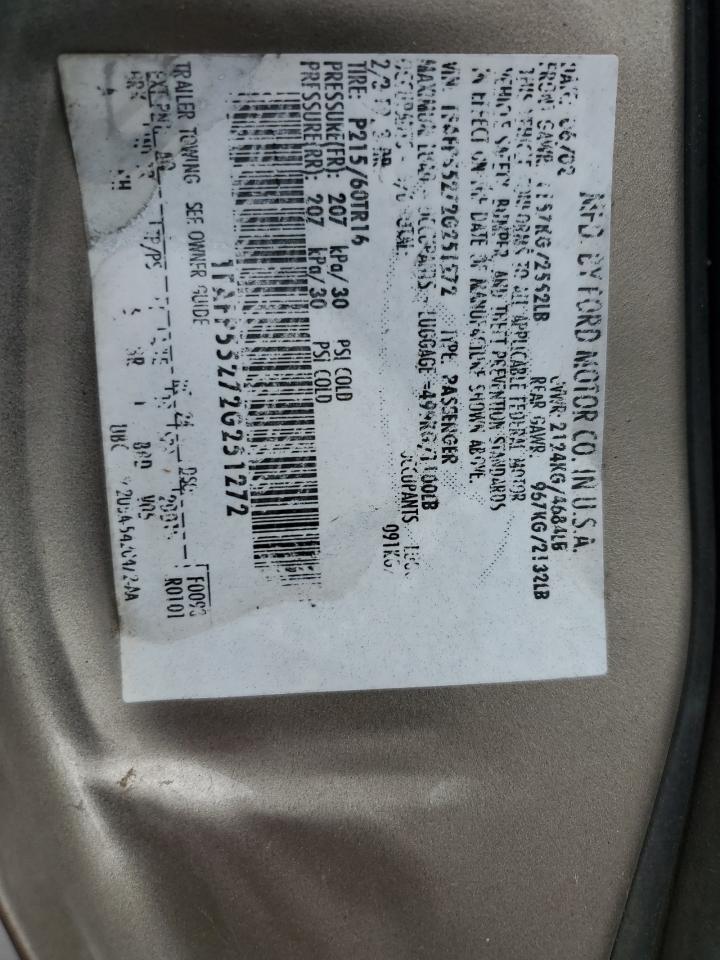 2002 Ford Taurus Ses VIN: 1FAFP55272G251272 Lot: 67370544