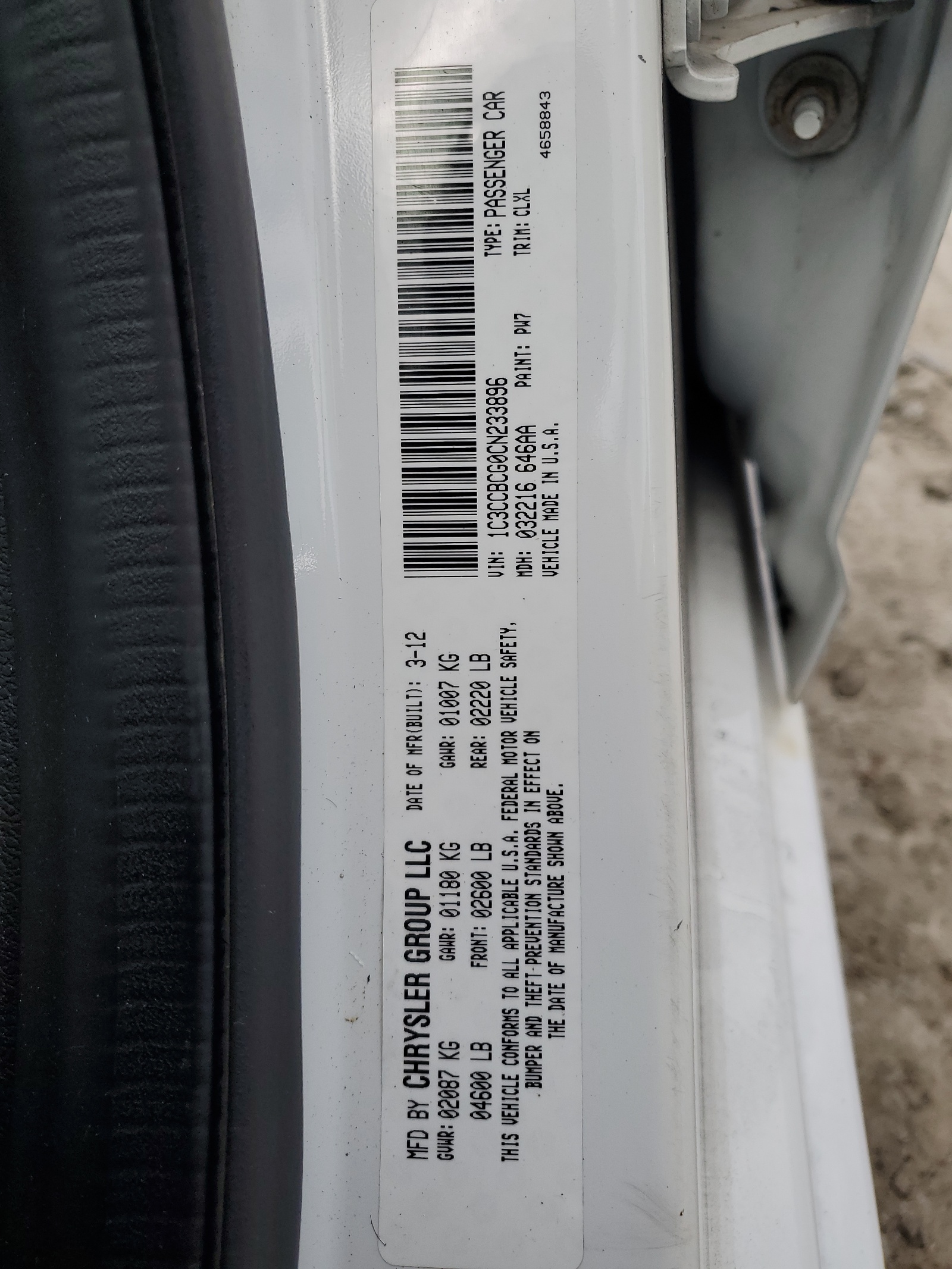 1C3CCBCG0CN233896 2012 Chrysler 200 Limited