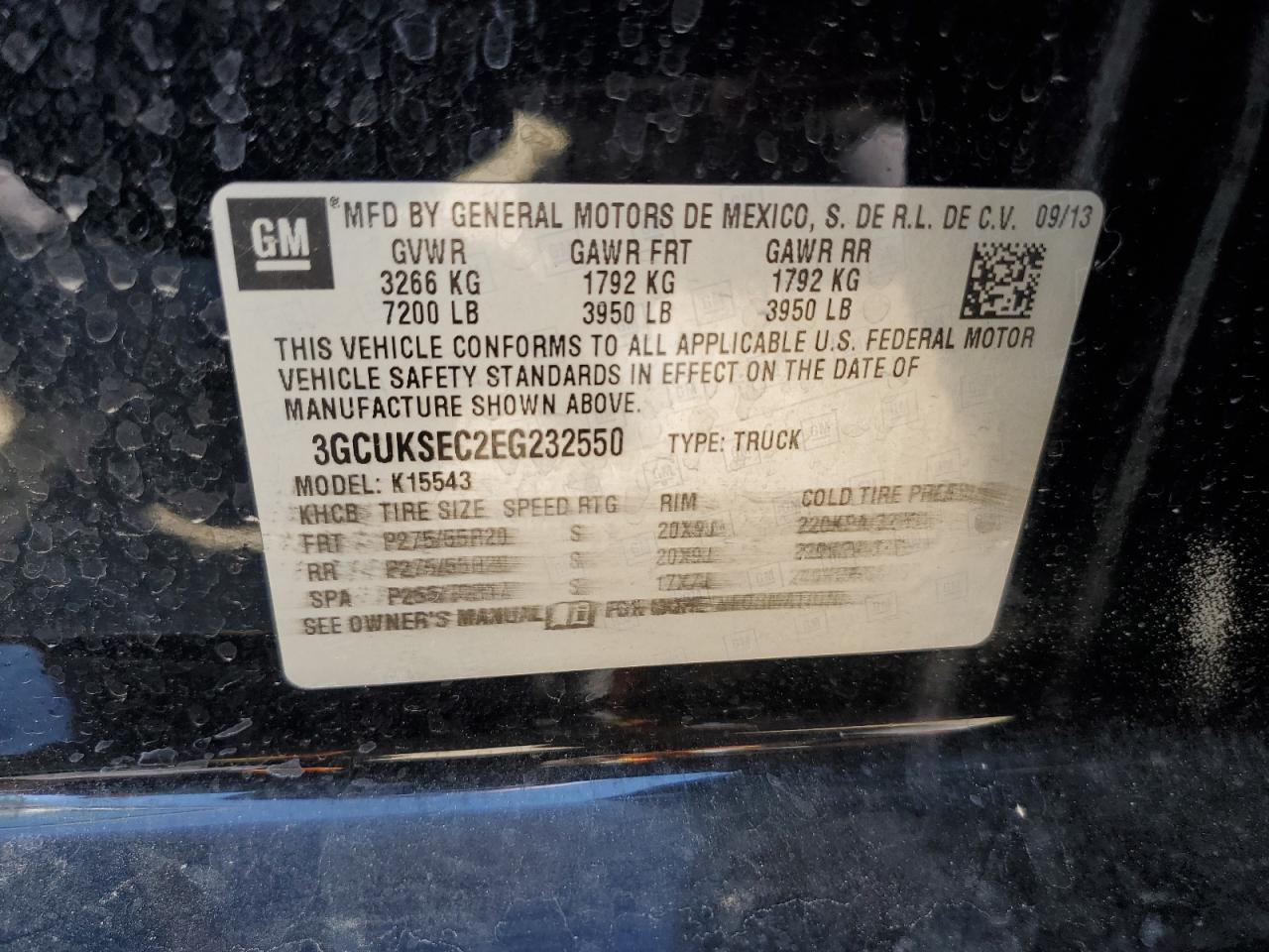 3GCUKSEC2EG232550 2014 Chevrolet Silverado K1500 Ltz