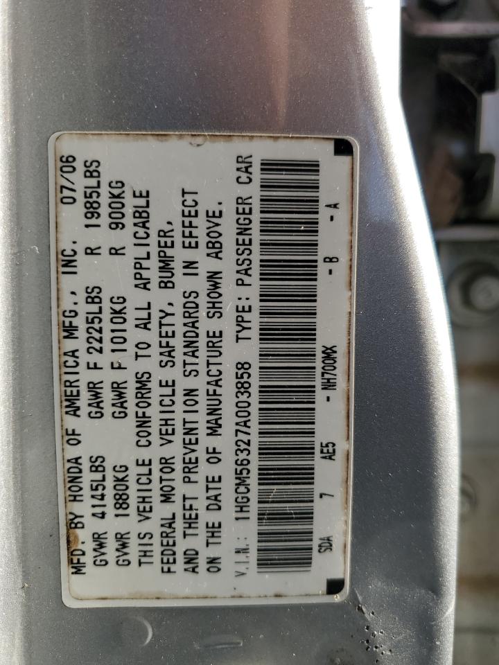 1HGCM56327A003858 2007 Honda Accord Se