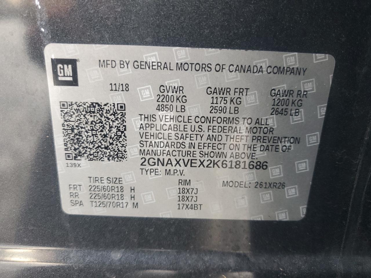 2GNAXVEX2K6181686 2019 CHEVROLET EQUINOX - Image 15