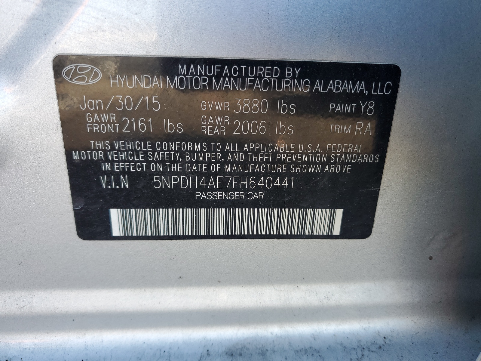 5NPDH4AE7FH640441 2015 Hyundai Elantra Se