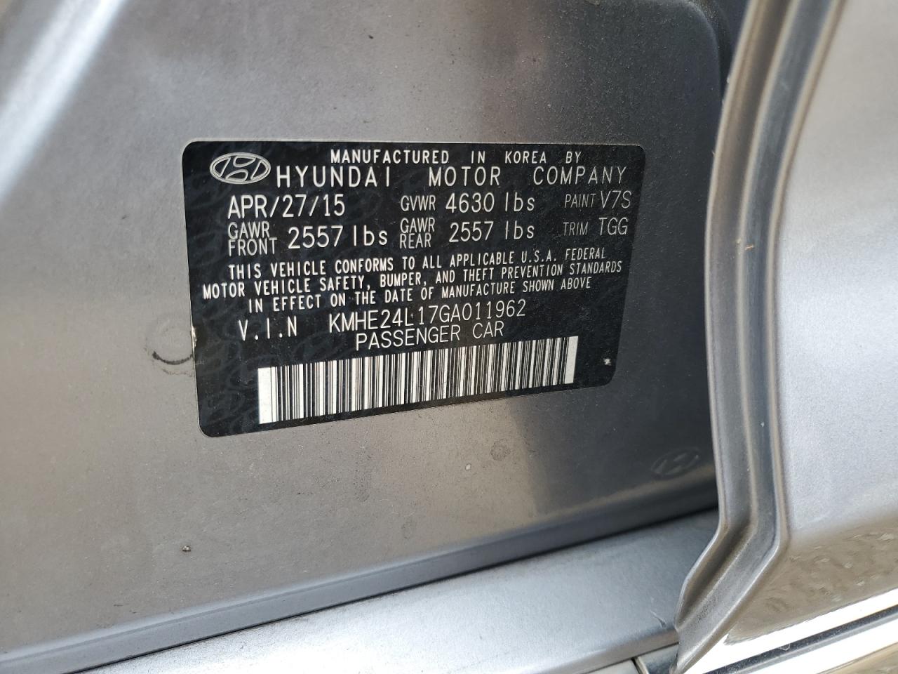 2016 Hyundai Sonata Hybrid VIN: KMHE24L17GA011962 Lot: 68841874