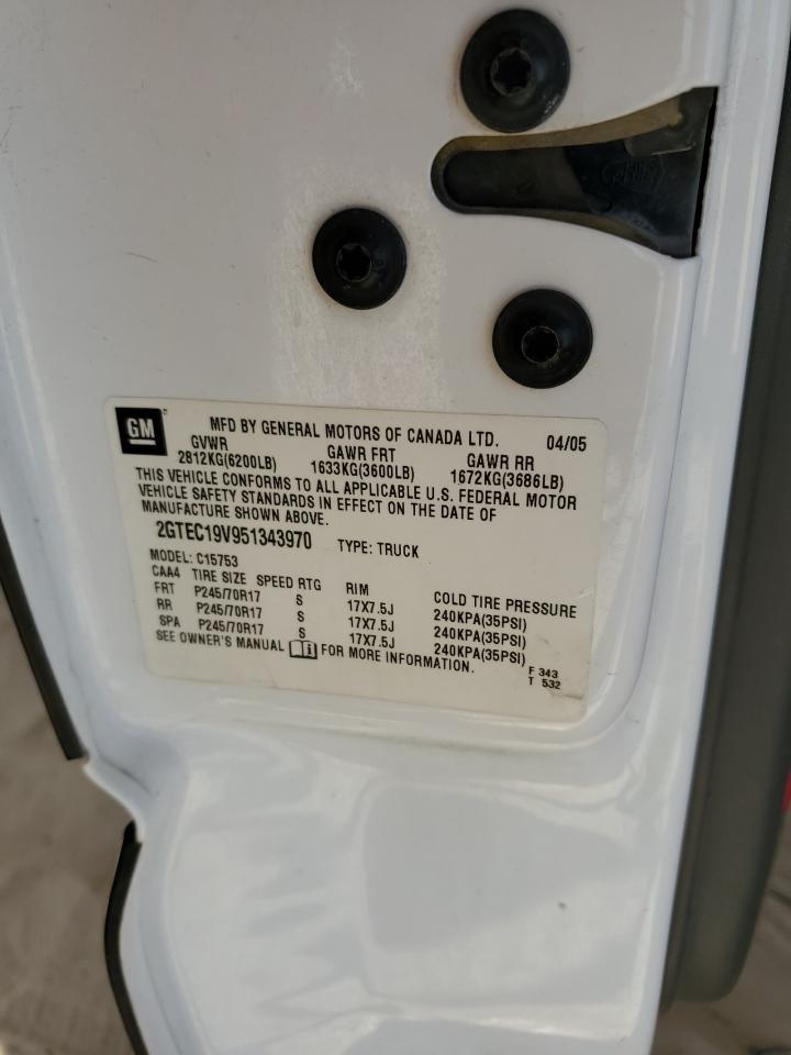 2005 GMC New Sierra C1500 VIN: 2GTEC19V951343970 Lot: 66200964