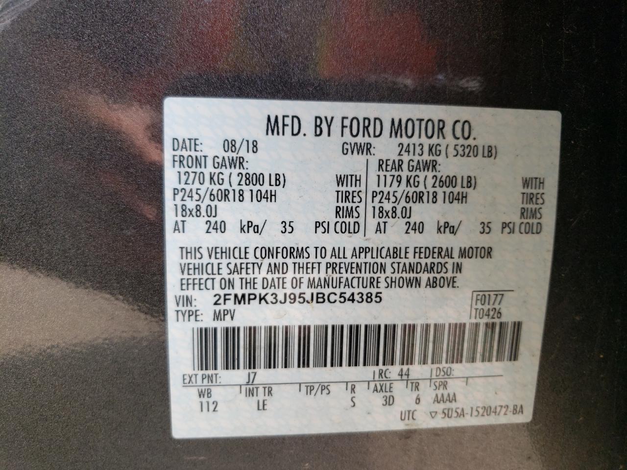 2FMPK3J95JBC54385 2018 Ford Edge Sel