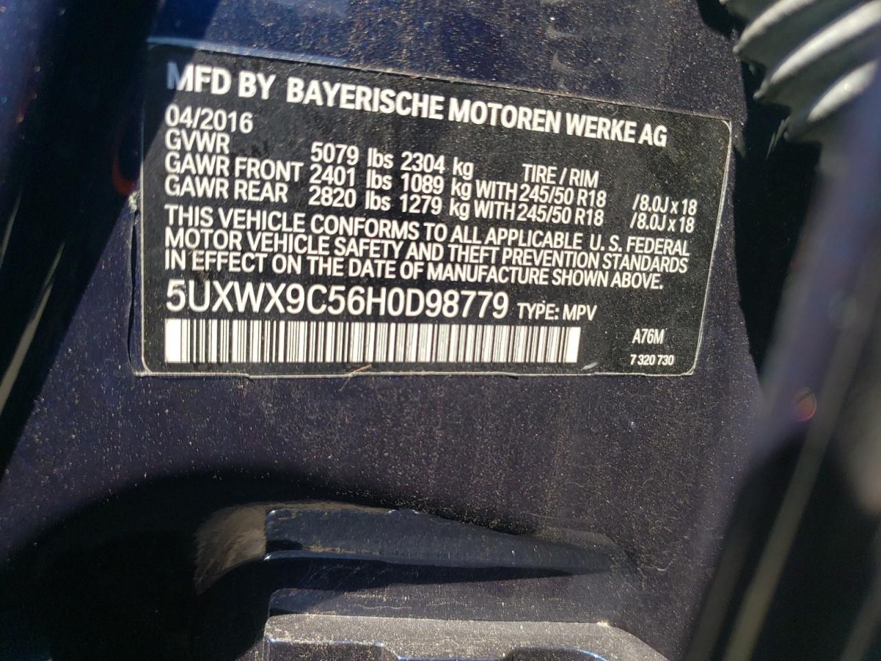 5UXWX9C56H0D98779 2017 BMW X3 xDrive28I