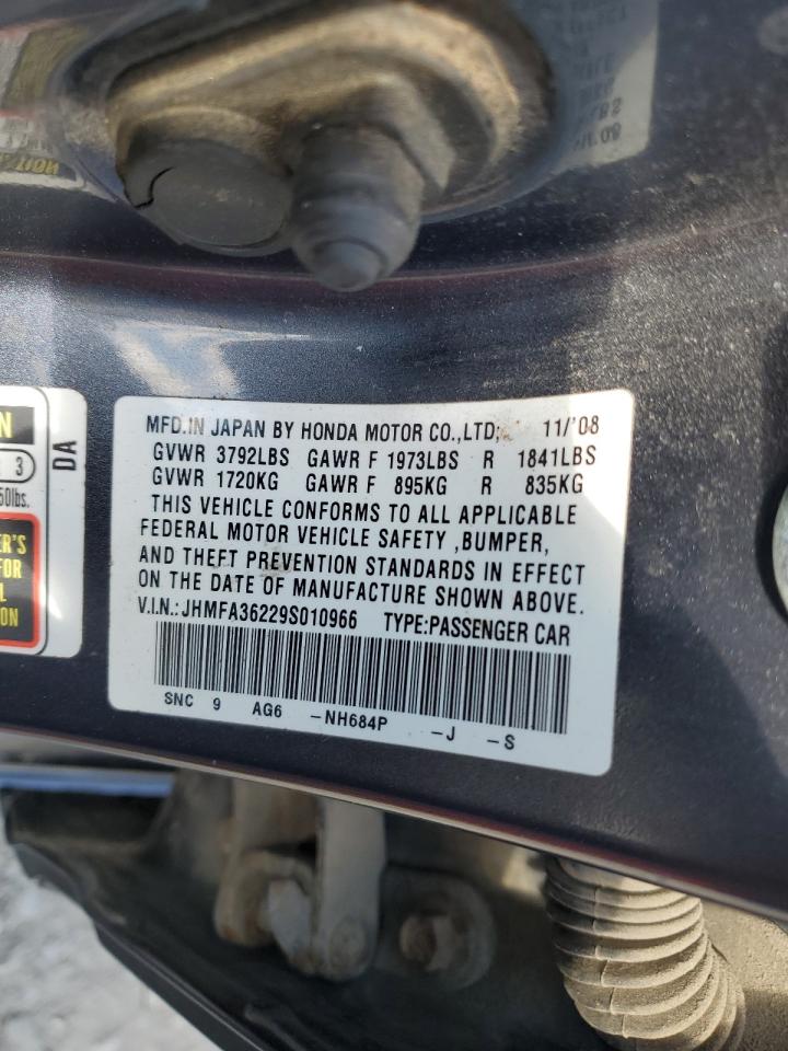 2009 Honda Civic Hybrid VIN: JHMFA36229S010966 Lot: 66295774