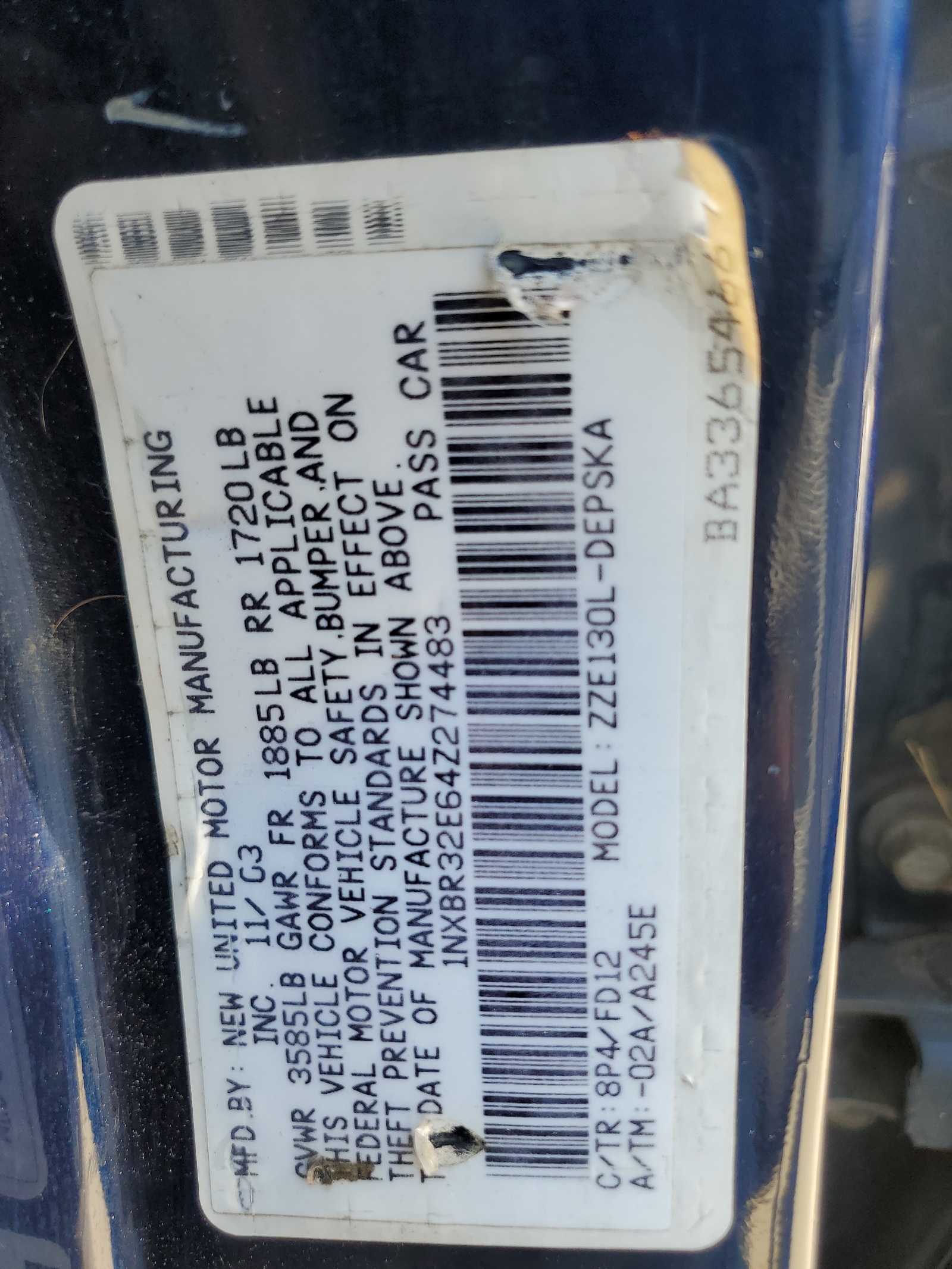 1NXBR32E64Z274483 2004 Toyota Corolla Ce