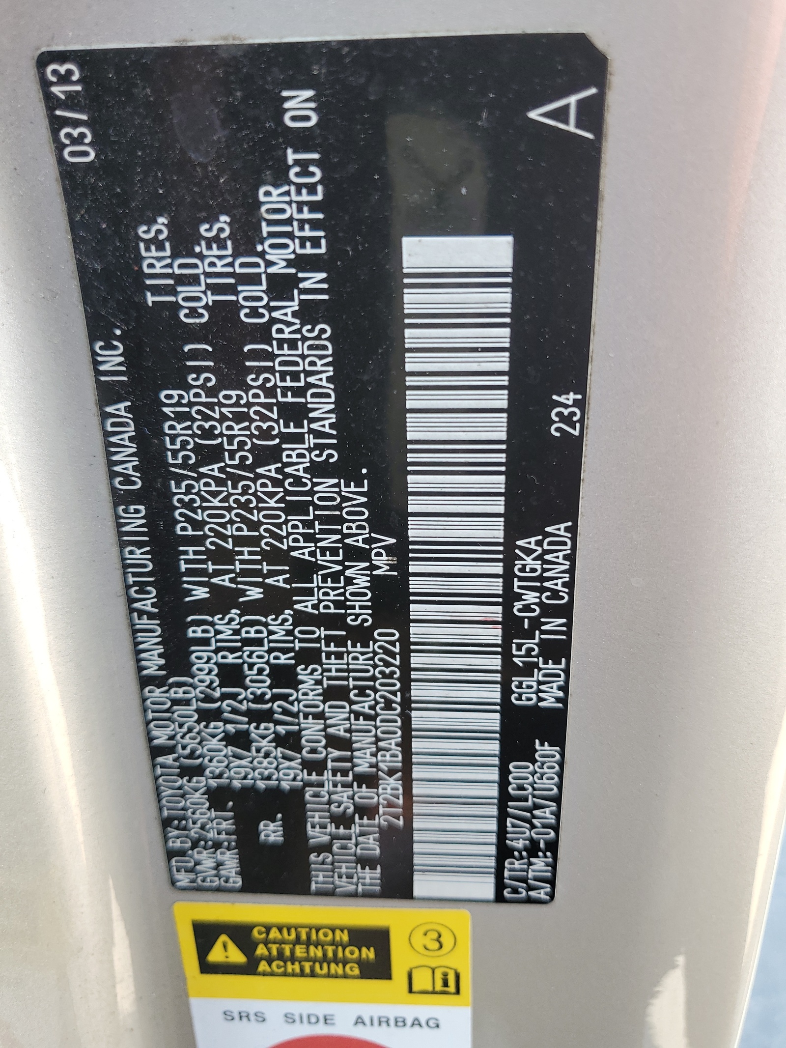 2T2BK1BA0DC203220 2013 Lexus Rx 350 Base