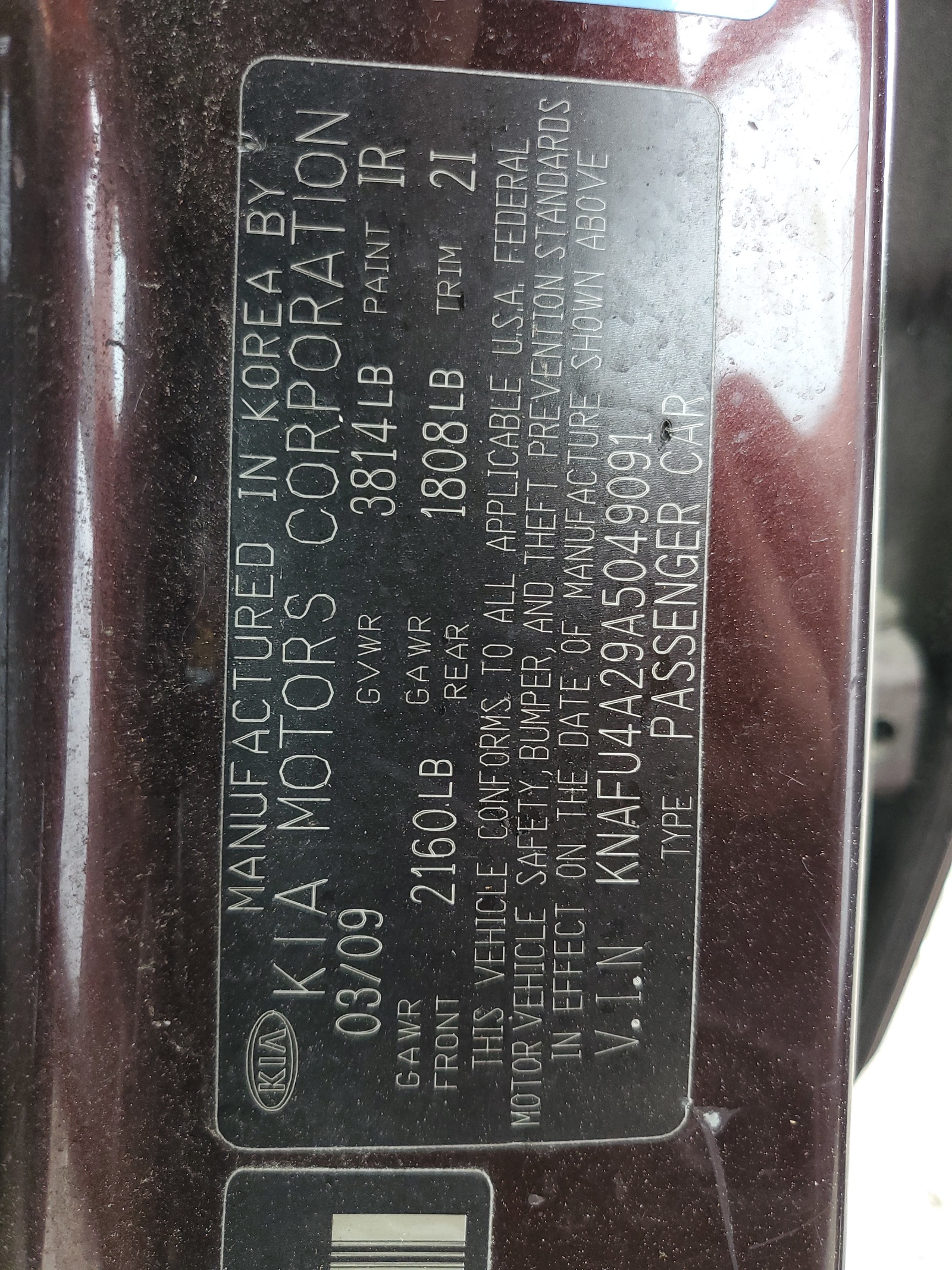 KNAFU4A29A5049091 2010 Kia Forte Ex