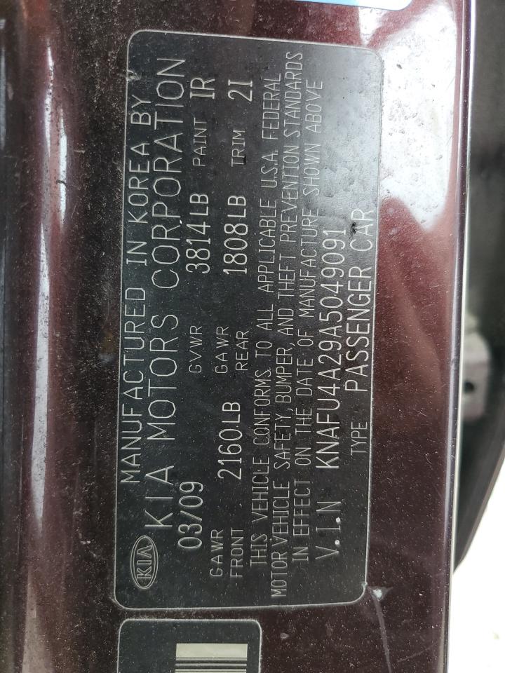 2010 Kia Forte Ex VIN: KNAFU4A29A5049091 Lot: 66291874