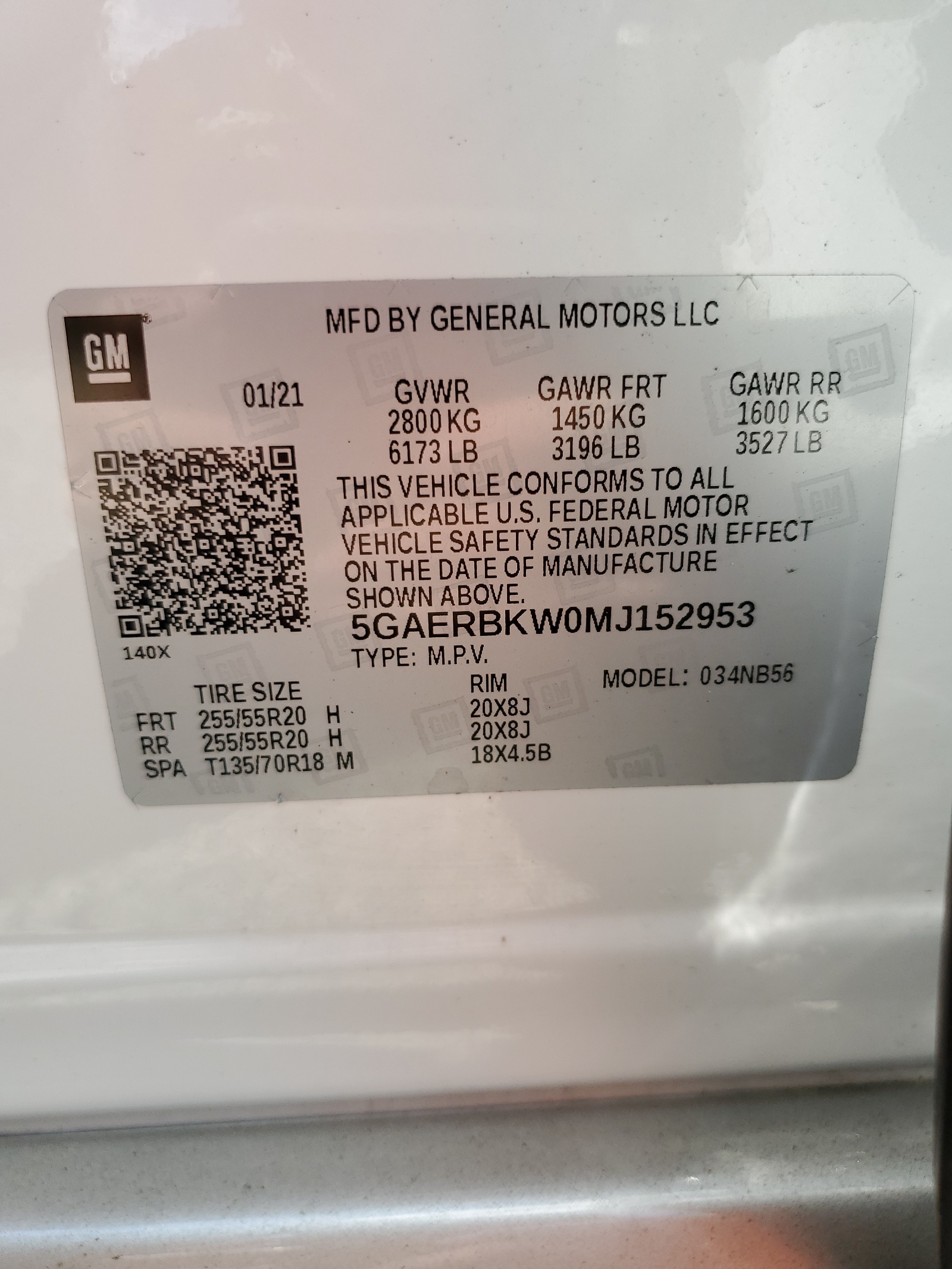 5GAERBKW0MJ152953 2021 Buick Enclave Essence