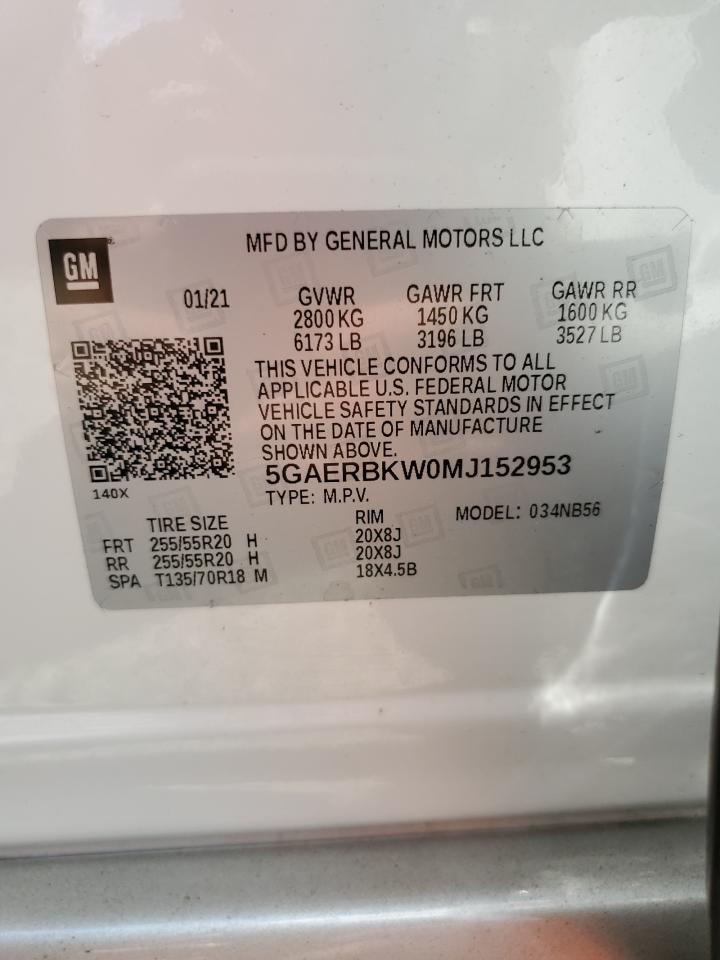 2021 Buick Enclave Essence VIN: 5GAERBKW0MJ152953 Lot: 65911014