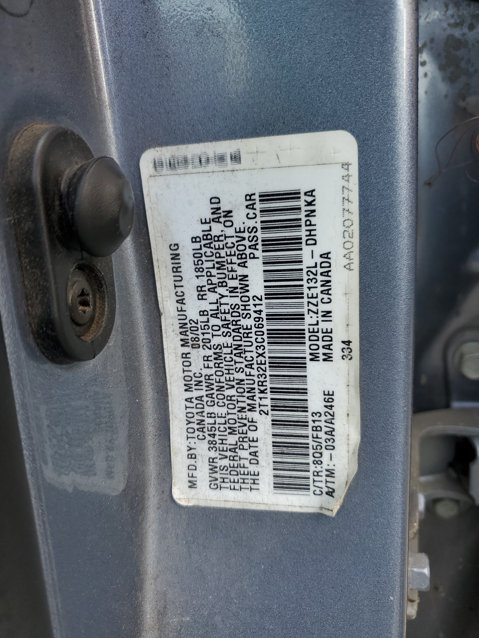 2T1KR32EX3C069412 2003 Toyota Corolla Matrix Xr