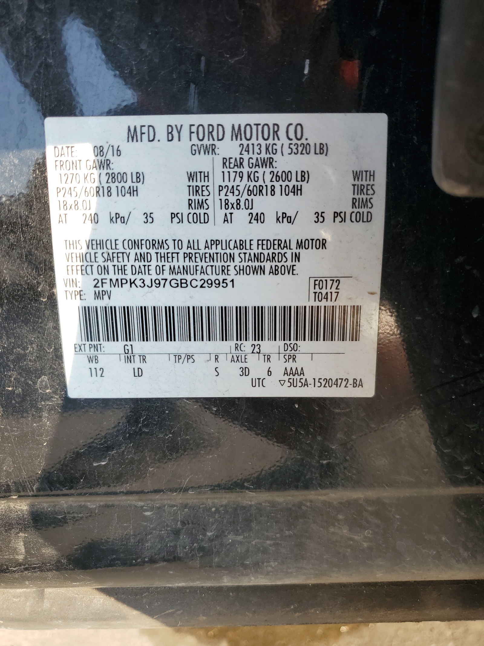 2FMPK3J97GBC29951 2016 Ford Edge Sel