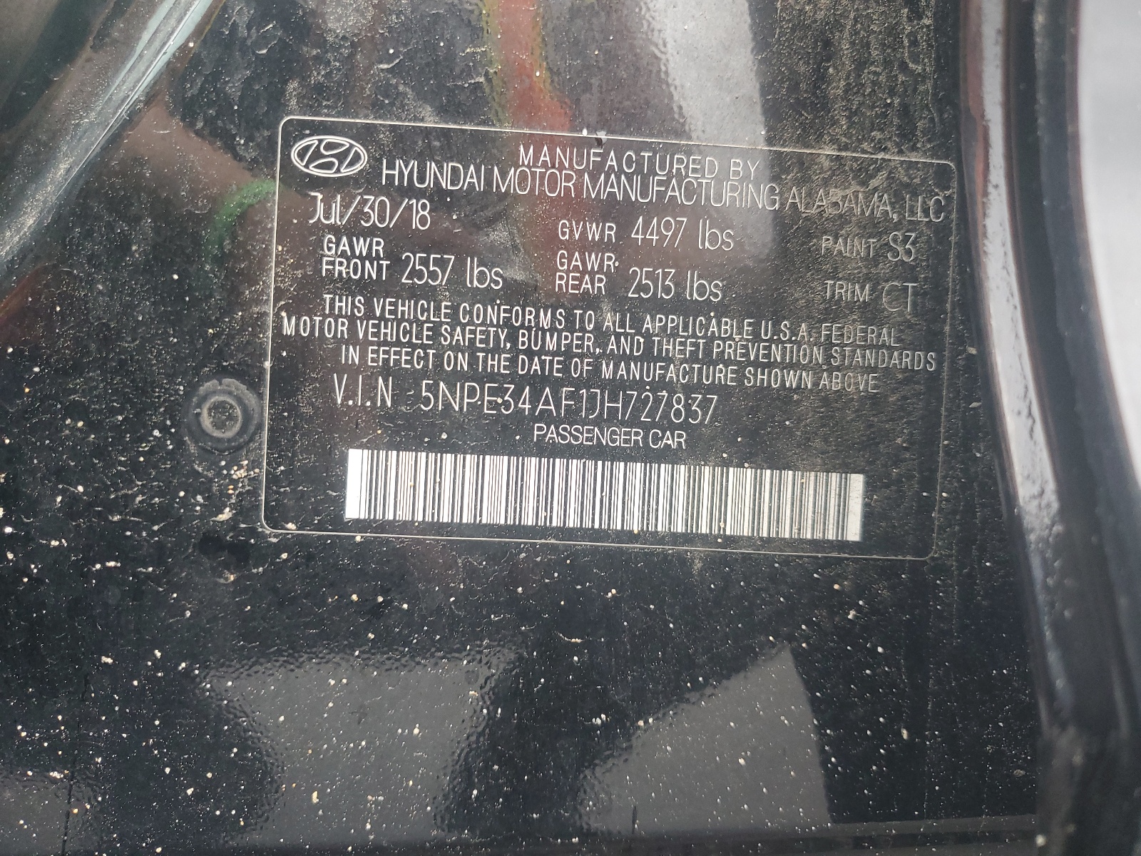 5NPE34AF1JH727837 2018 Hyundai Sonata Sport