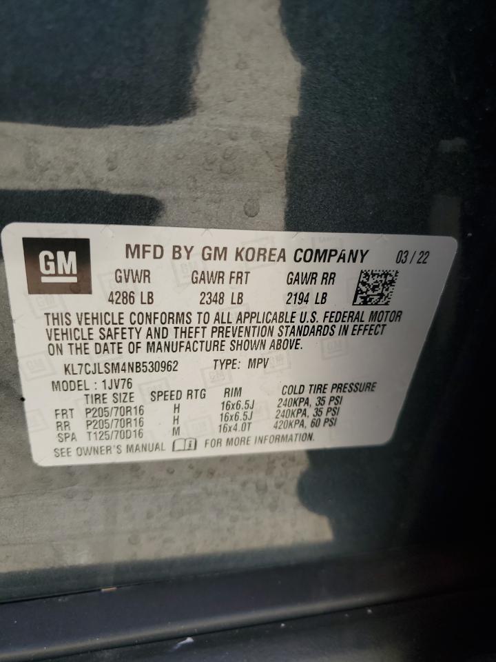 2022 Chevrolet Trax 1Lt VIN: KL7CJLSM4NB530962 Lot: 66465614