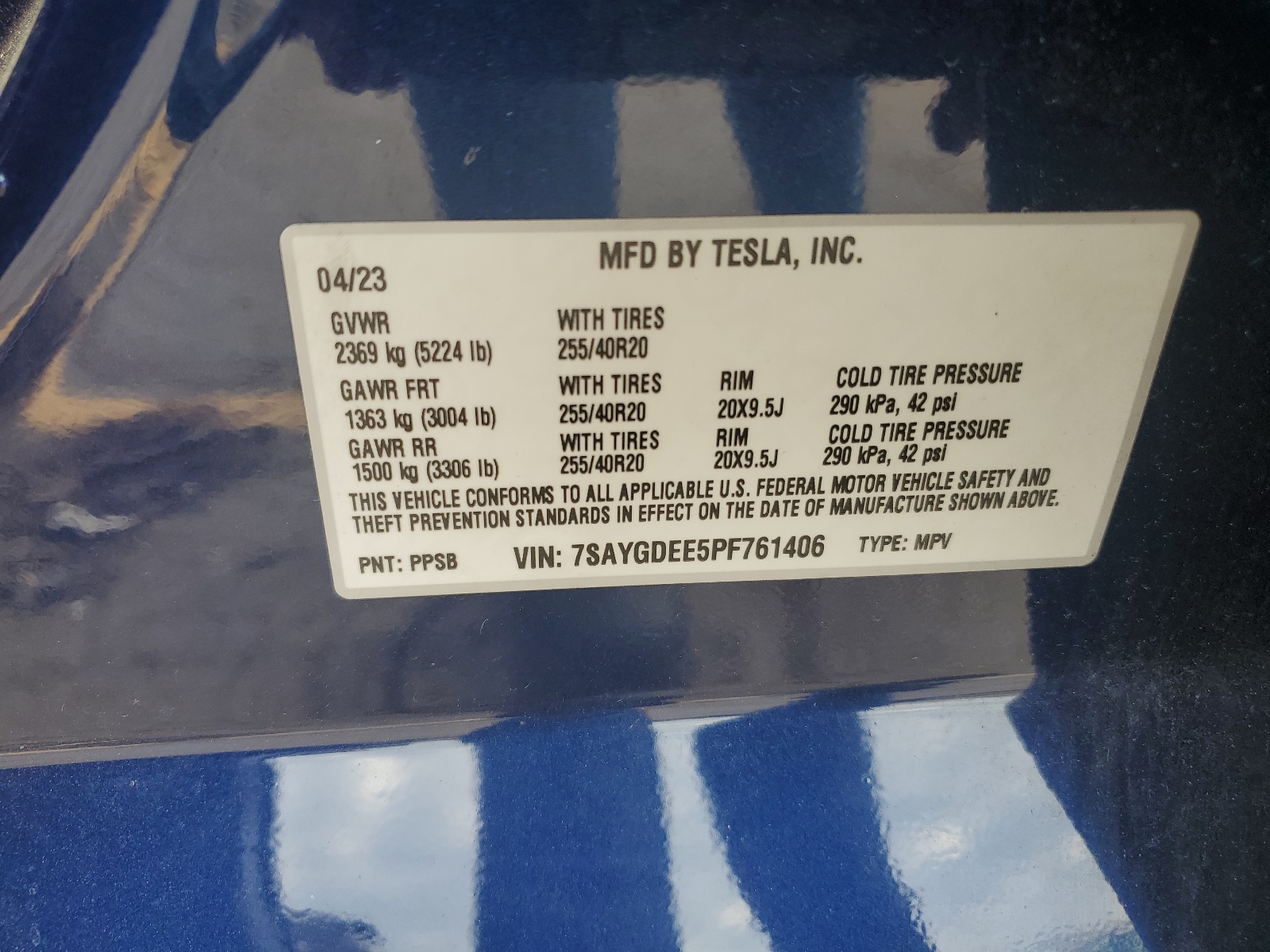 7SAYGDEE5PF761406 2023 Tesla Model Y