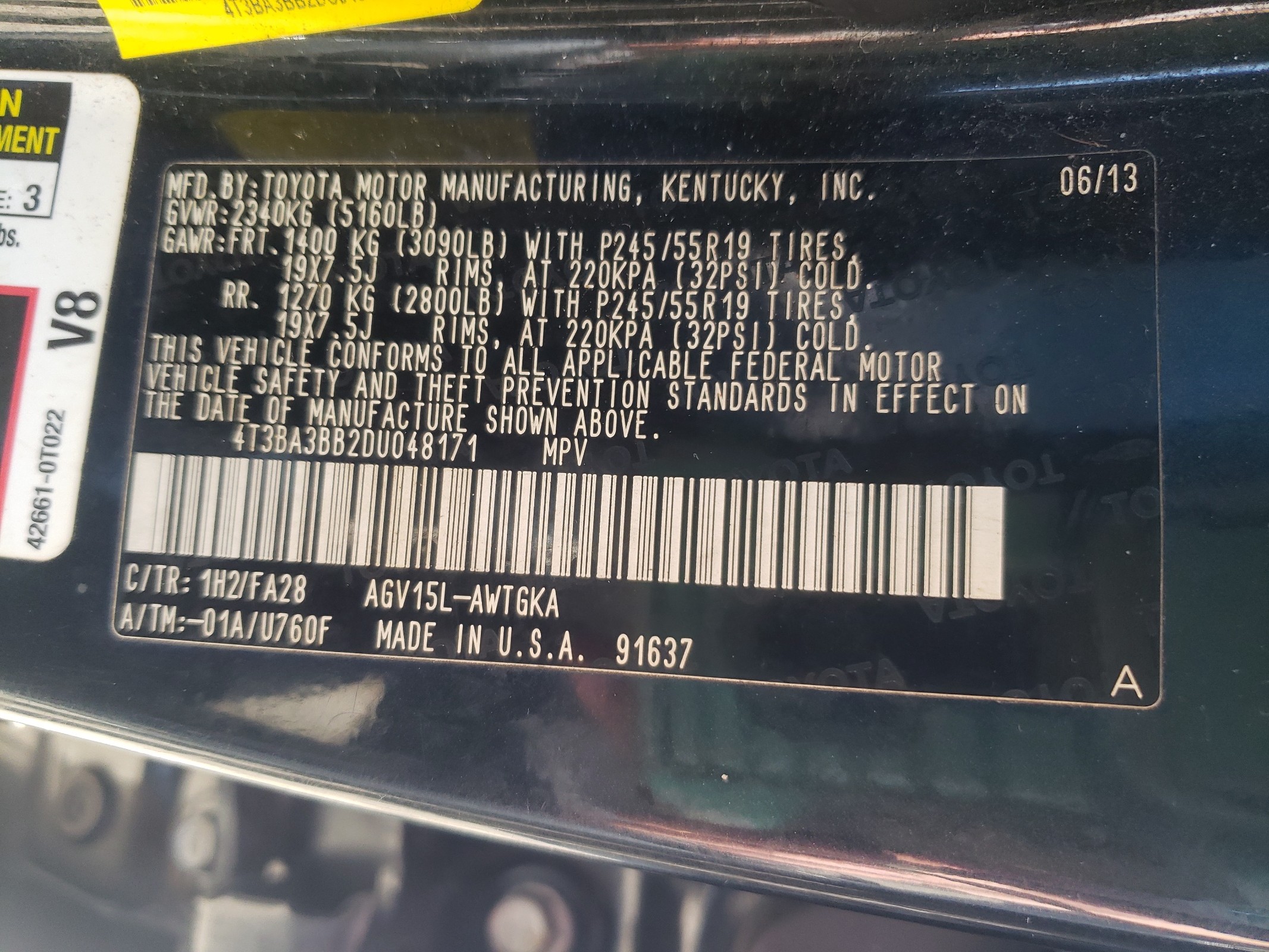 4T3BA3BB2DU048171 2013 Toyota Venza Le