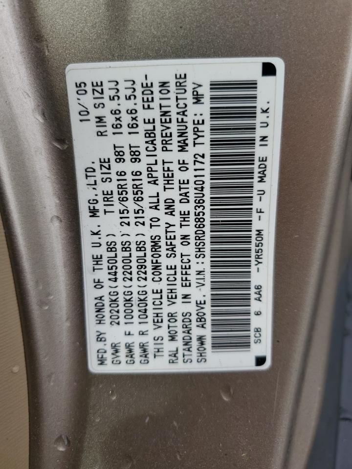 2006 Honda Cr-V Lx VIN: SHSRD68536U401172 Lot: 67067184