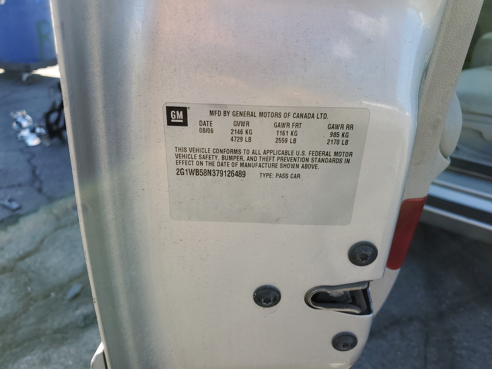 2G1WB58N379126489 2007 Chevrolet Impala Ls