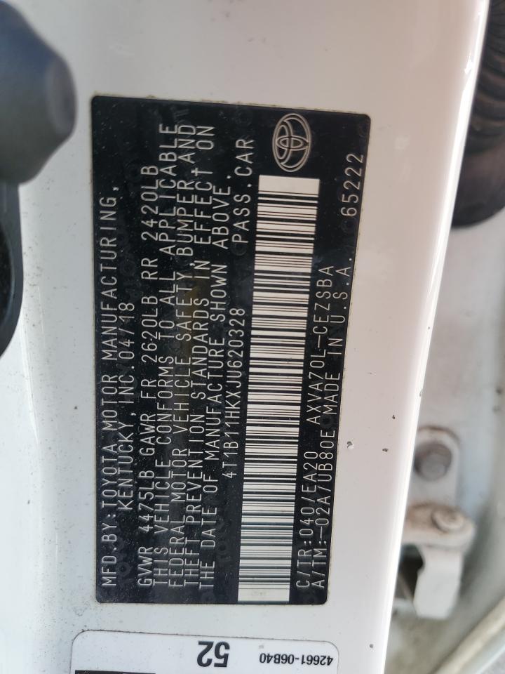 4T1B11HKXJU620328 2018 Toyota Camry L