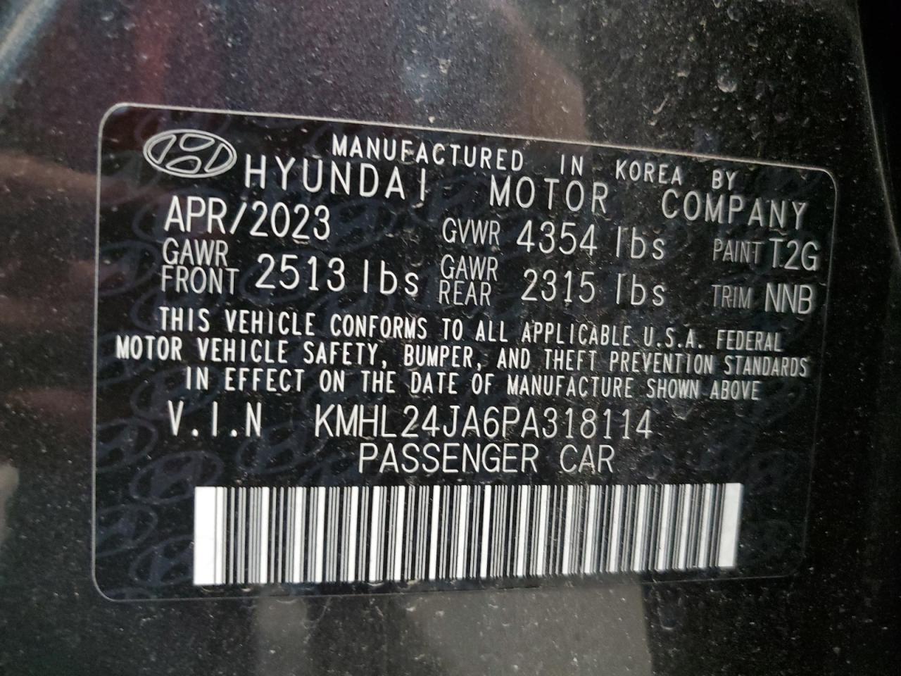 2023 Hyundai Sonata Se VIN: KMHL24JA6PA318114 Lot: 69680184