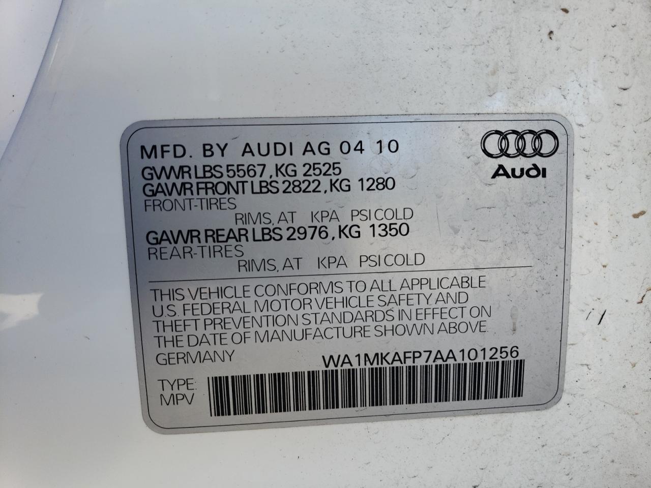 2010 Audi Q5 Premium Plus VIN: WA1MKAFP7AA101256 Lot: 67899374