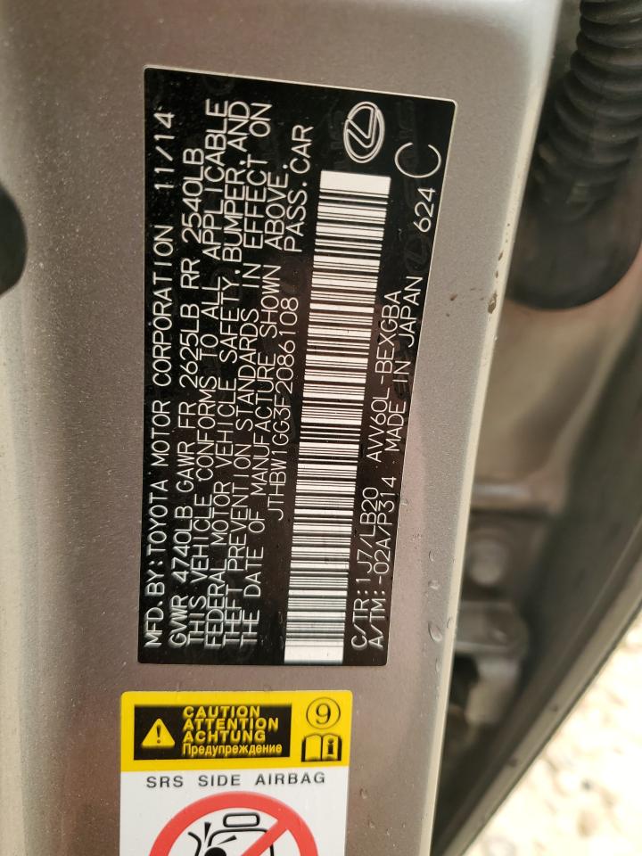 2015 Lexus Es 300H VIN: JTHBW1GG3F2086108 Lot: 68886324