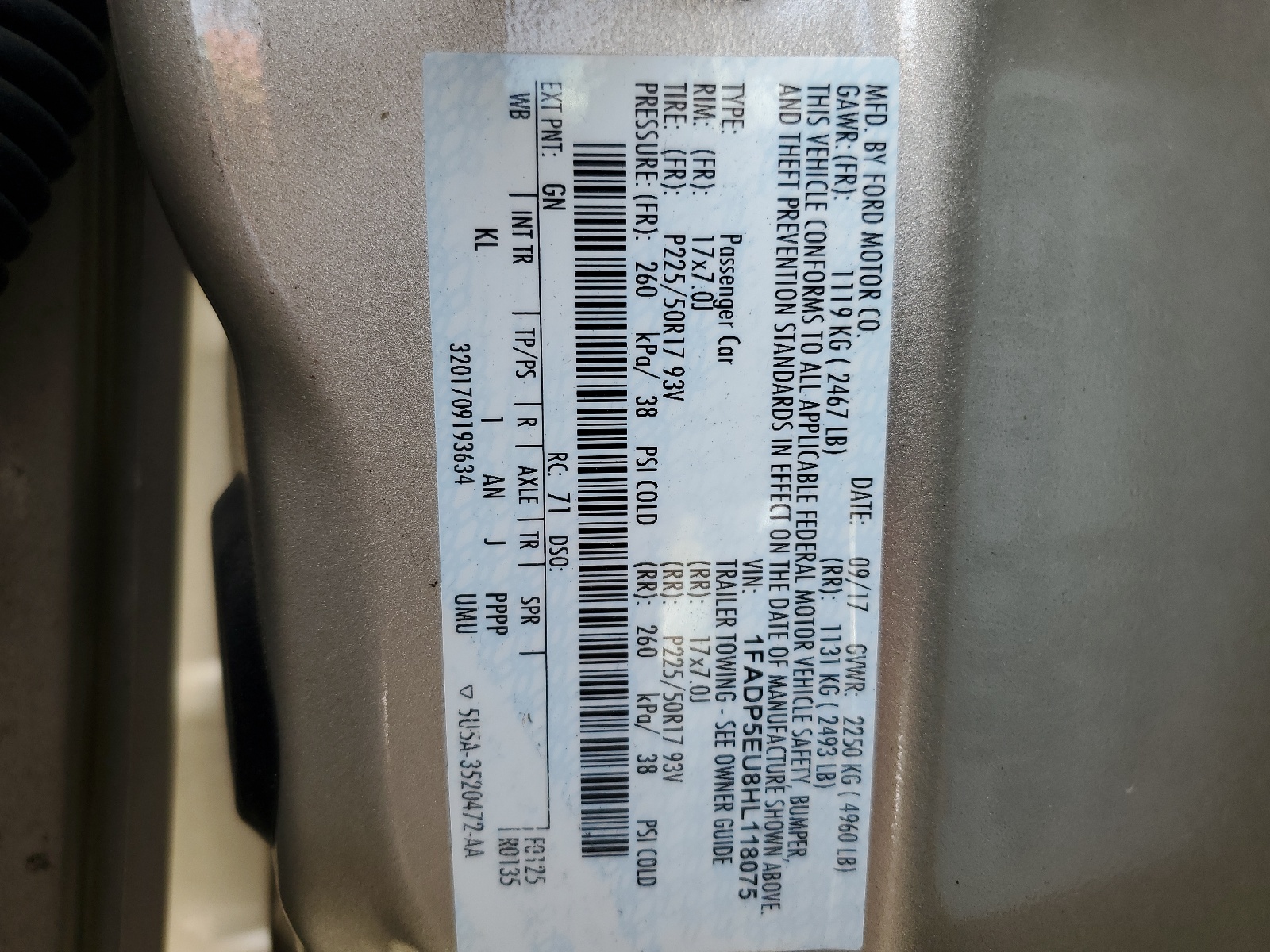 1FADP5EU8HL118075 2017 Ford C-Max Se