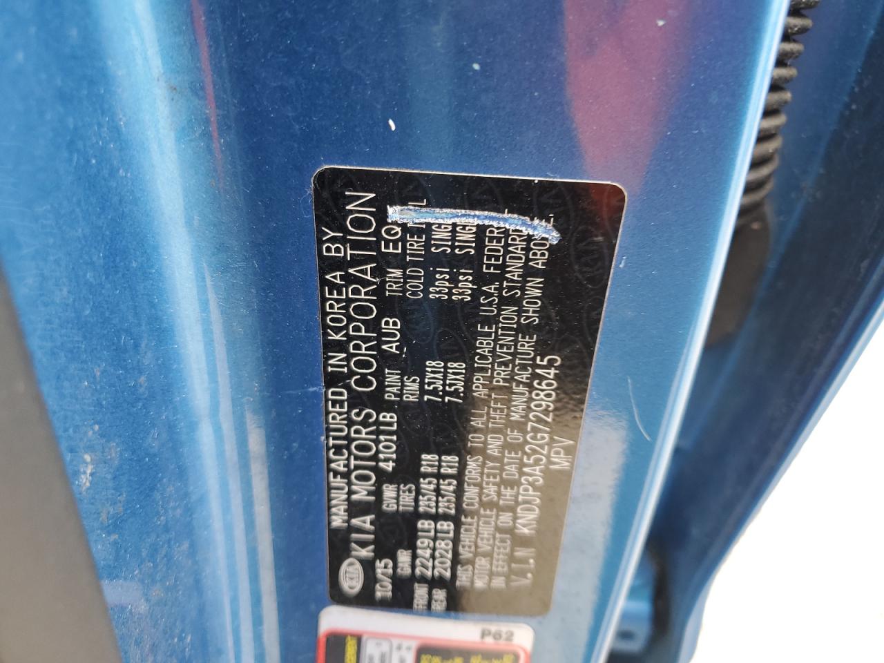 2016 Kia Soul + VIN: KNDJP3A52G7298645 Lot: 66774574