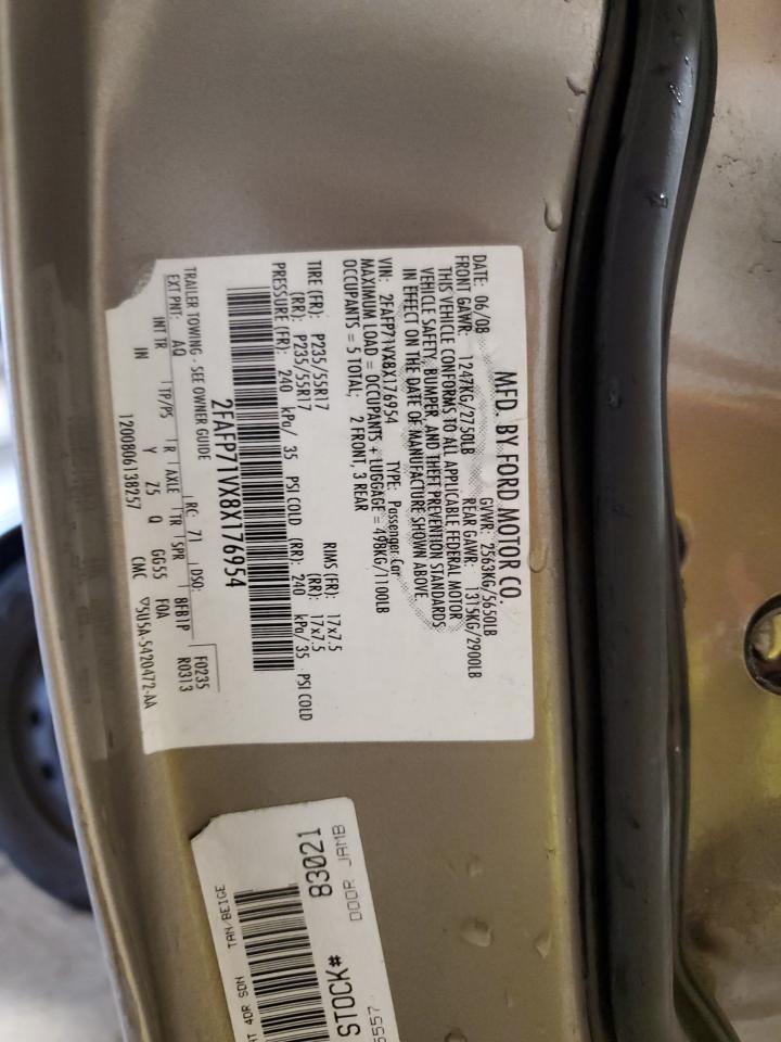 2008 Ford Crown Victoria Police Interceptor VIN: 2FAFP71VX8X176954 Lot: 66534954