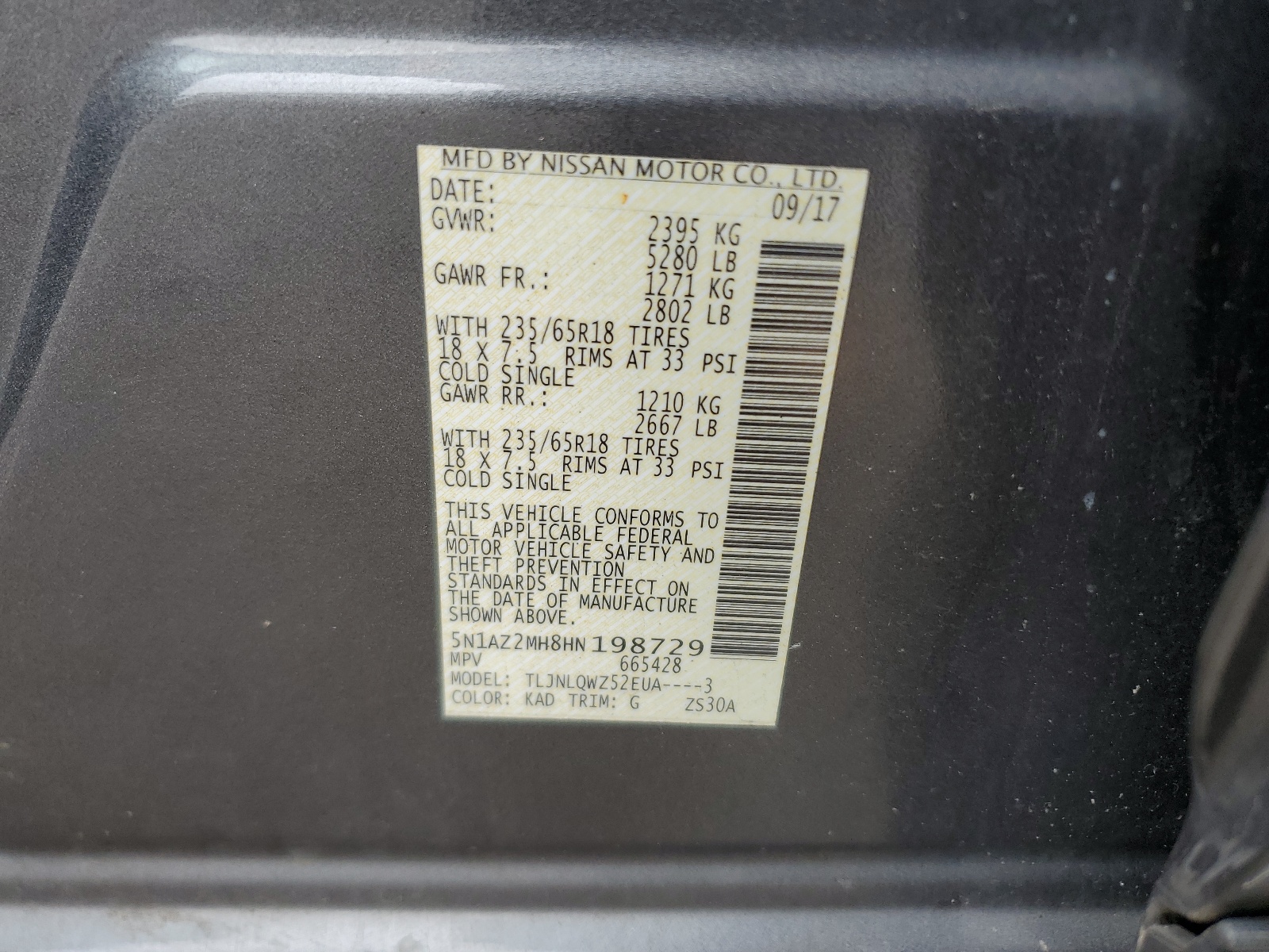 5N1AZ2MH8HN198729 2017 Nissan Murano S