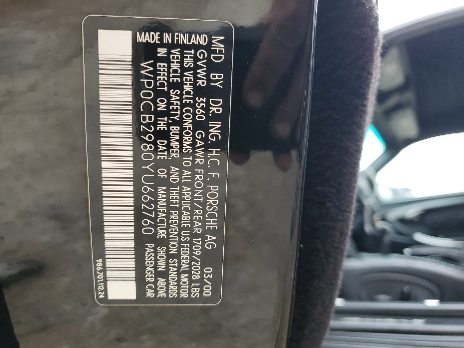 WP0CB2980YU662760 2000 Porsche Boxster S