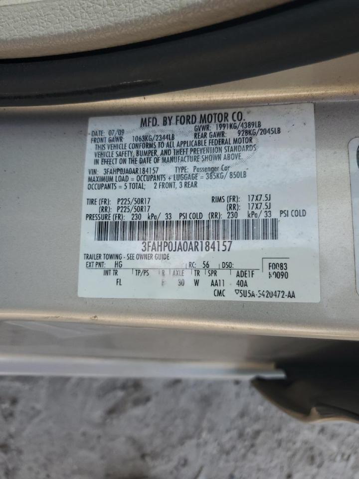 2010 Ford Fusion Sel VIN: 3FAHP0JA0AR184157 Lot: 66601124