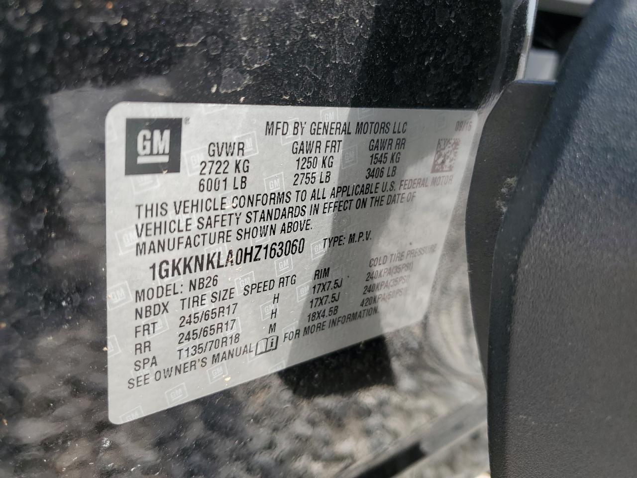 2017 GMC Acadia Sle VIN: 1GKKNKLA0HZ163060 Lot: 65719144