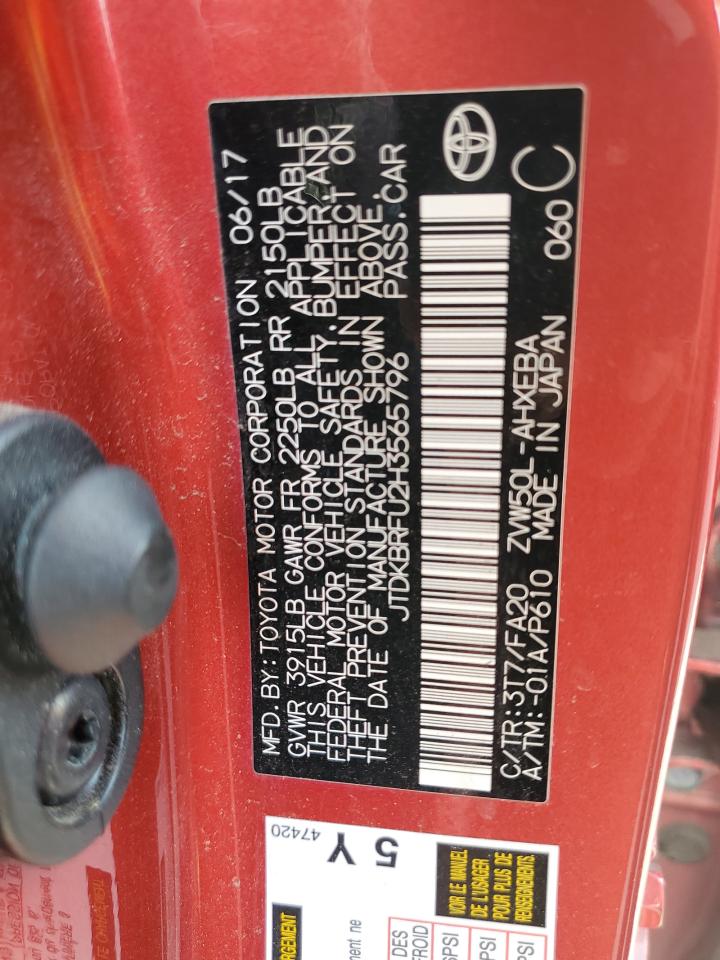 2017 Toyota Prius VIN: JTDKBRFU2H3565796 Lot: 66952864