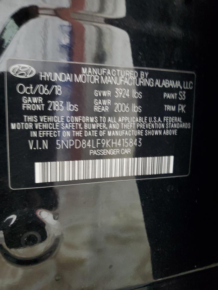 2019 Hyundai Elantra Sel VIN: 5NPD84LF9KH415843 Lot: 66949004